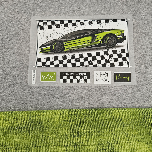 Bügelbild - "Sportwagen Grün" - SET